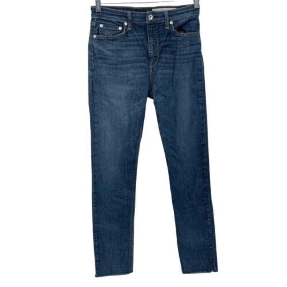 Rag & Bone Jeans Nina High Rise Women Size 27 Blue‎ Raw Hem